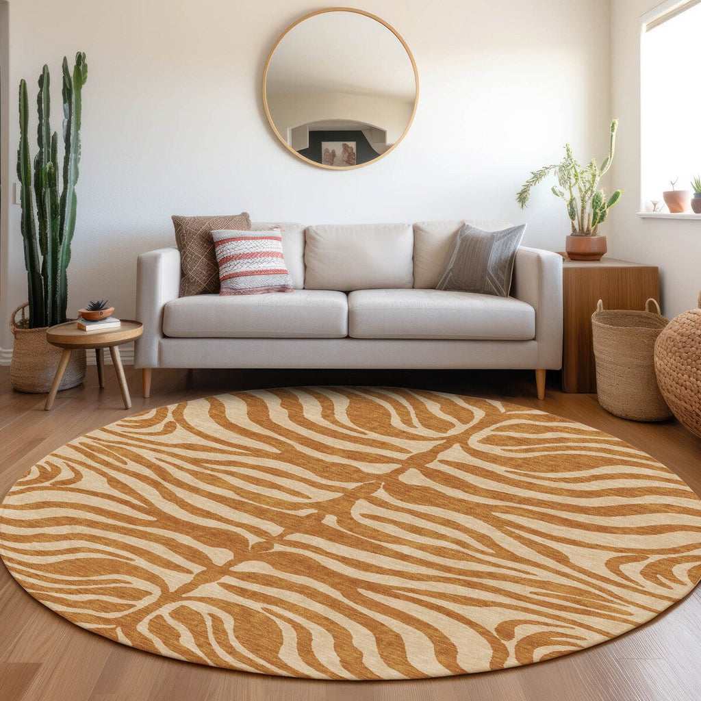 Machine Washable Indoor/ Outdoor Modern Animal Print Chantille Rug