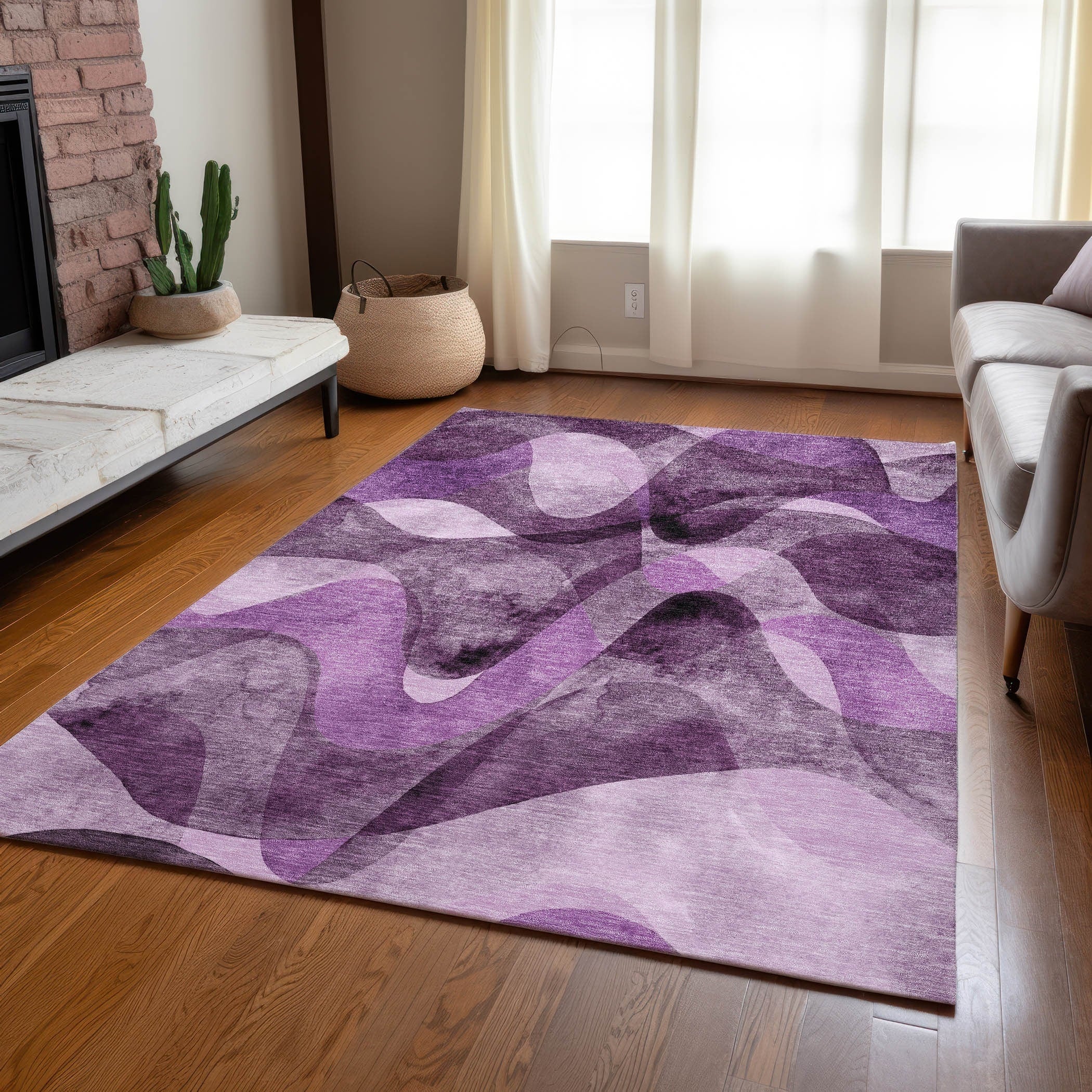 Machine Washable Indoor/ Outdoor Modern Chantille Rug