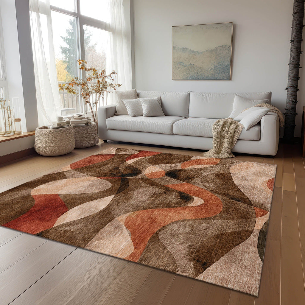 Machine Washable Indoor/ Outdoor Modern Chantille Rug