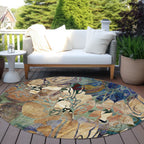 Machine Washable Indoor/ Outdoor Modern Floral Chantille Rug