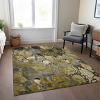 Machine Washable Indoor/ Outdoor Modern Floral Chantille Rug