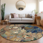Machine Washable Indoor/ Outdoor Modern Floral Chantille Rug