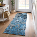 Machine Washable Indoor/ Outdoor Modern Floral Chantille Rug