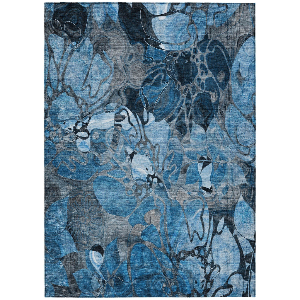 Machine Washable Indoor/ Outdoor Modern Floral Chantille Rug