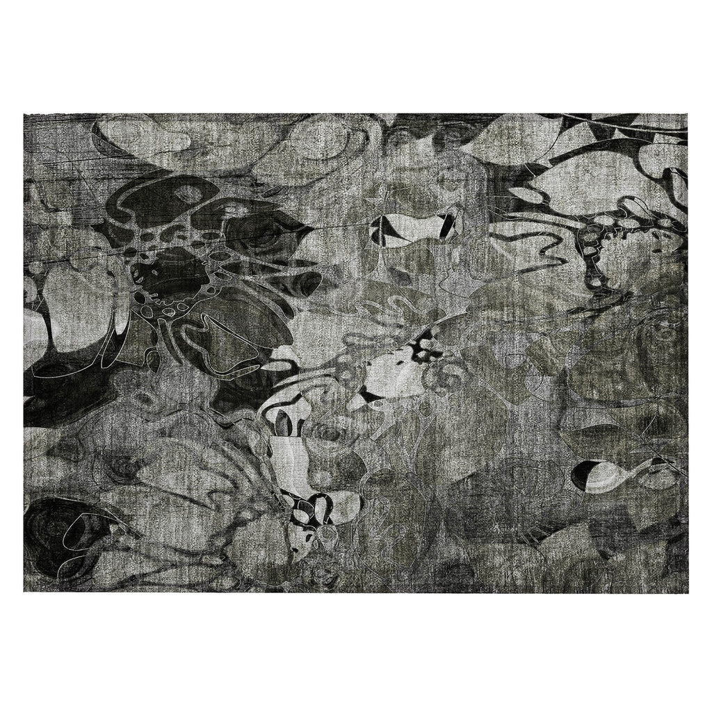 Machine Washable Indoor/ Outdoor Modern Floral Chantille Rug