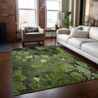 Machine Washable Indoor/ Outdoor Modern Floral Chantille Rug