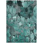 Machine Washable Indoor/ Outdoor Modern Floral Chantille Rug
