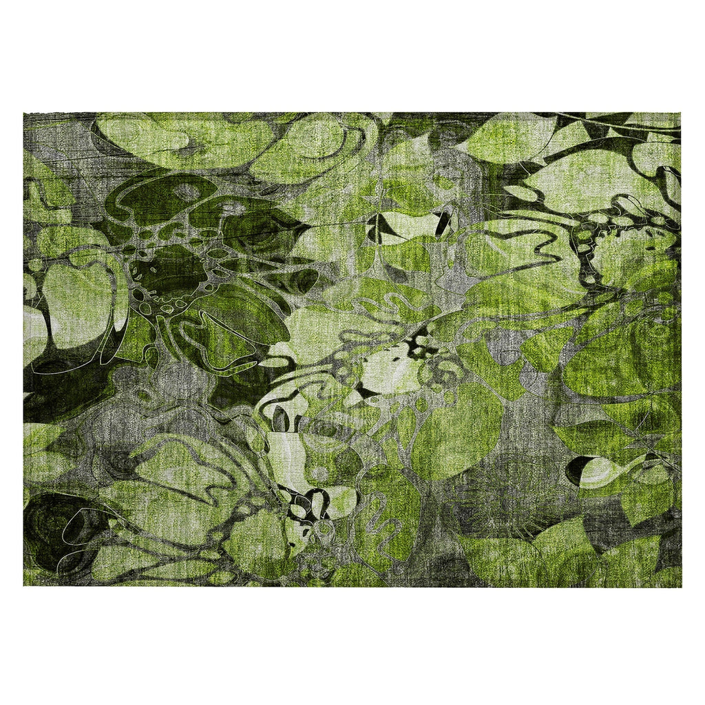 Machine Washable Indoor/ Outdoor Modern Floral Chantille Rug