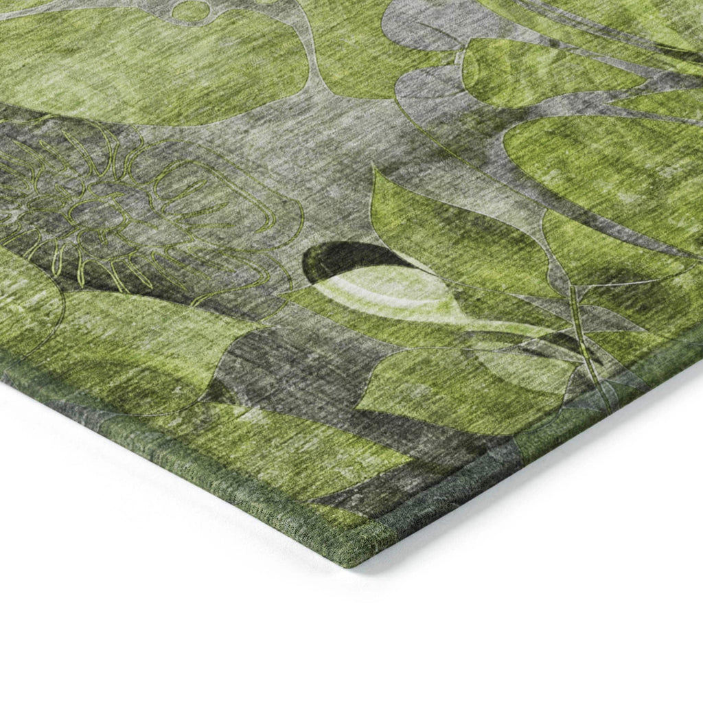 Machine Washable Indoor/ Outdoor Modern Floral Chantille Rug