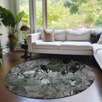 Machine Washable Indoor/ Outdoor Modern Floral Chantille Rug