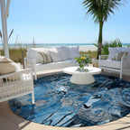 Machine Washable Indoor/ Outdoor Modern Floral Chantille Rug