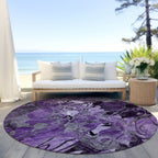Machine Washable Indoor/ Outdoor Modern Floral Chantille Rug