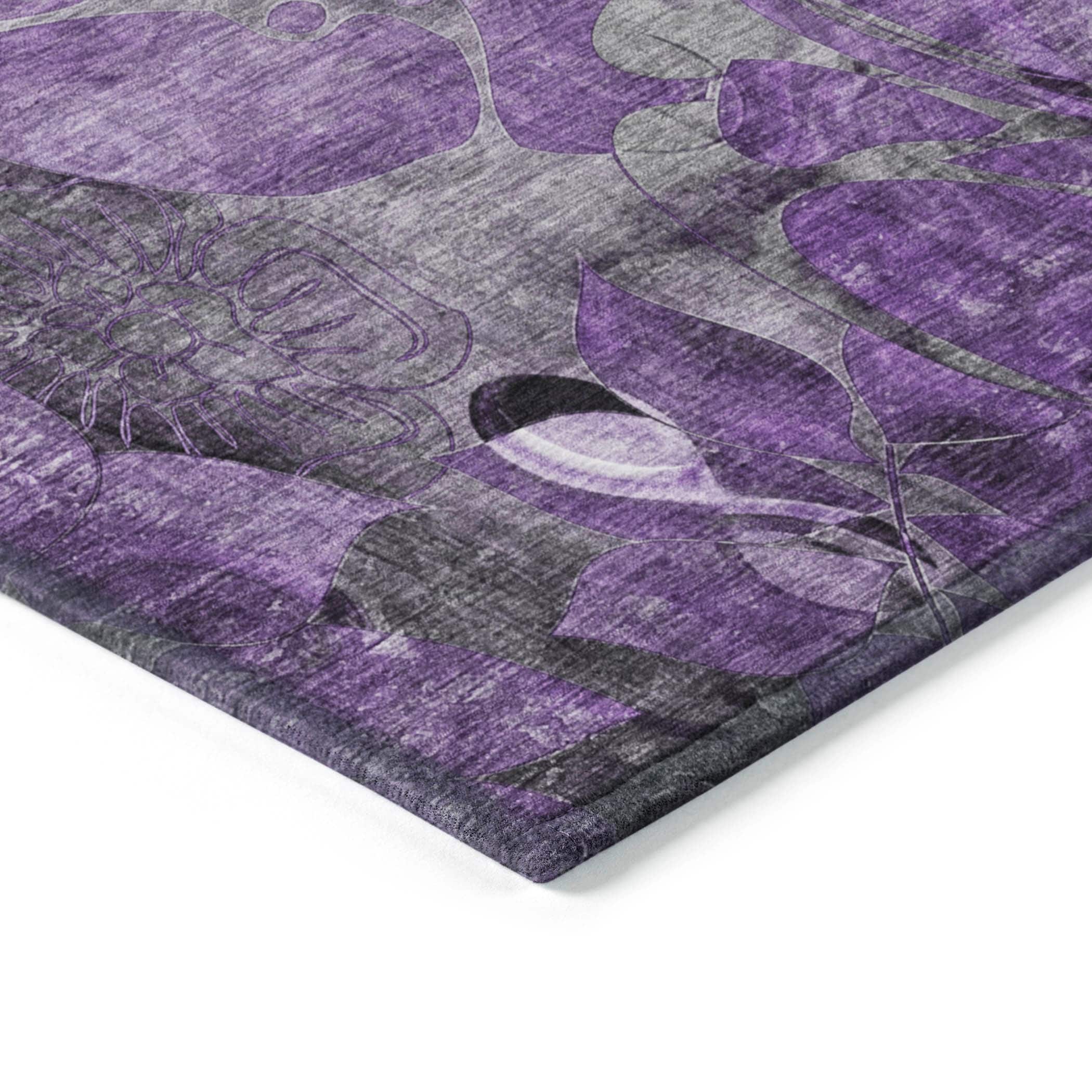 Machine Washable Indoor/ Outdoor Modern Floral Chantille Rug