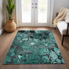Machine Washable Indoor/ Outdoor Modern Floral Chantille Rug