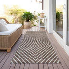 Machine Washable Indoor/ Outdoor Modern Geo Chantille Rug