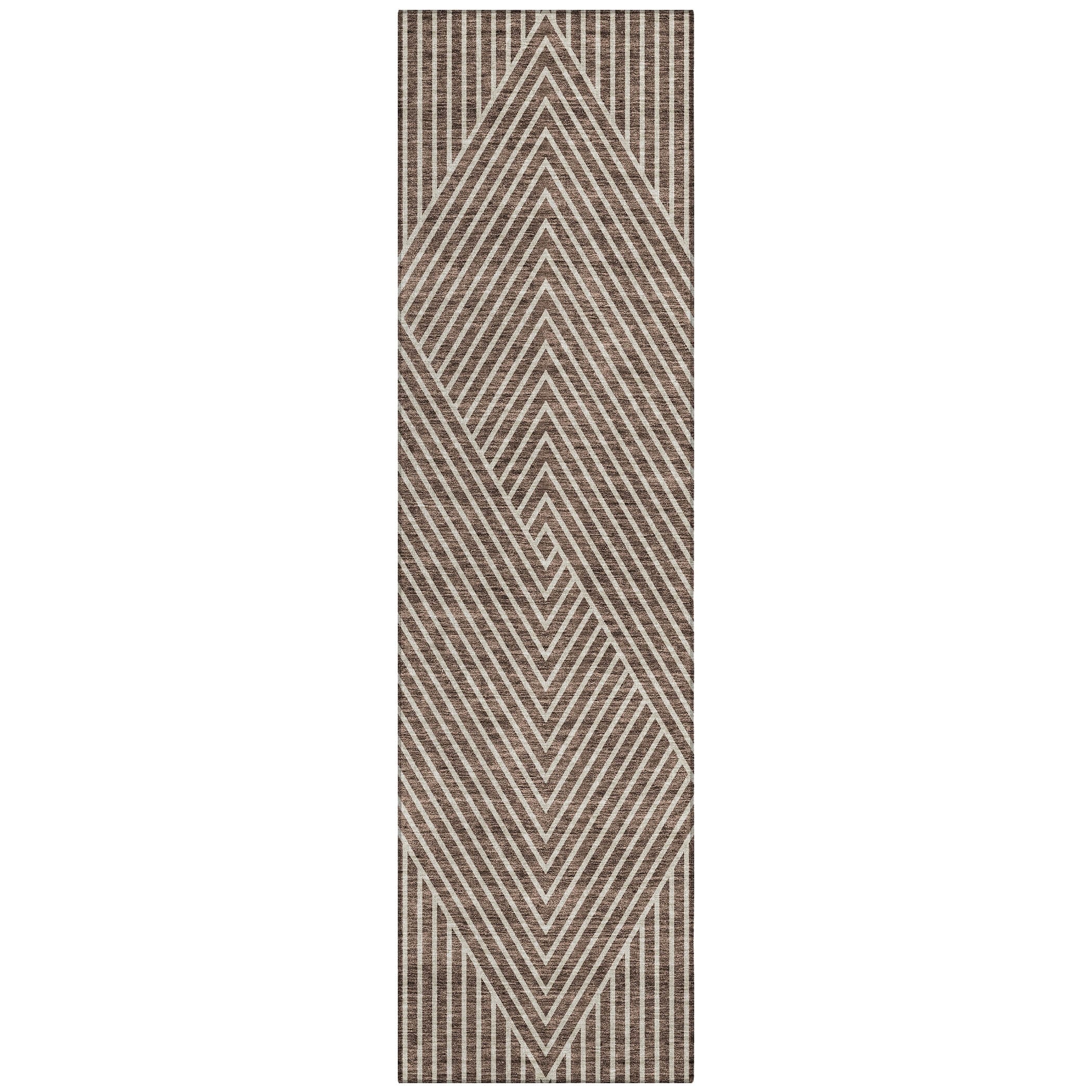 Machine Washable Indoor/ Outdoor Modern Geo Chantille Rug