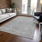 Machine Washable Indoor/ Outdoor Modern Geo Chantille Rug