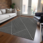 Machine Washable Indoor/ Outdoor Modern Geo Chantille Rug