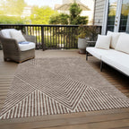 Machine Washable Indoor/ Outdoor Modern Geo Chantille Rug