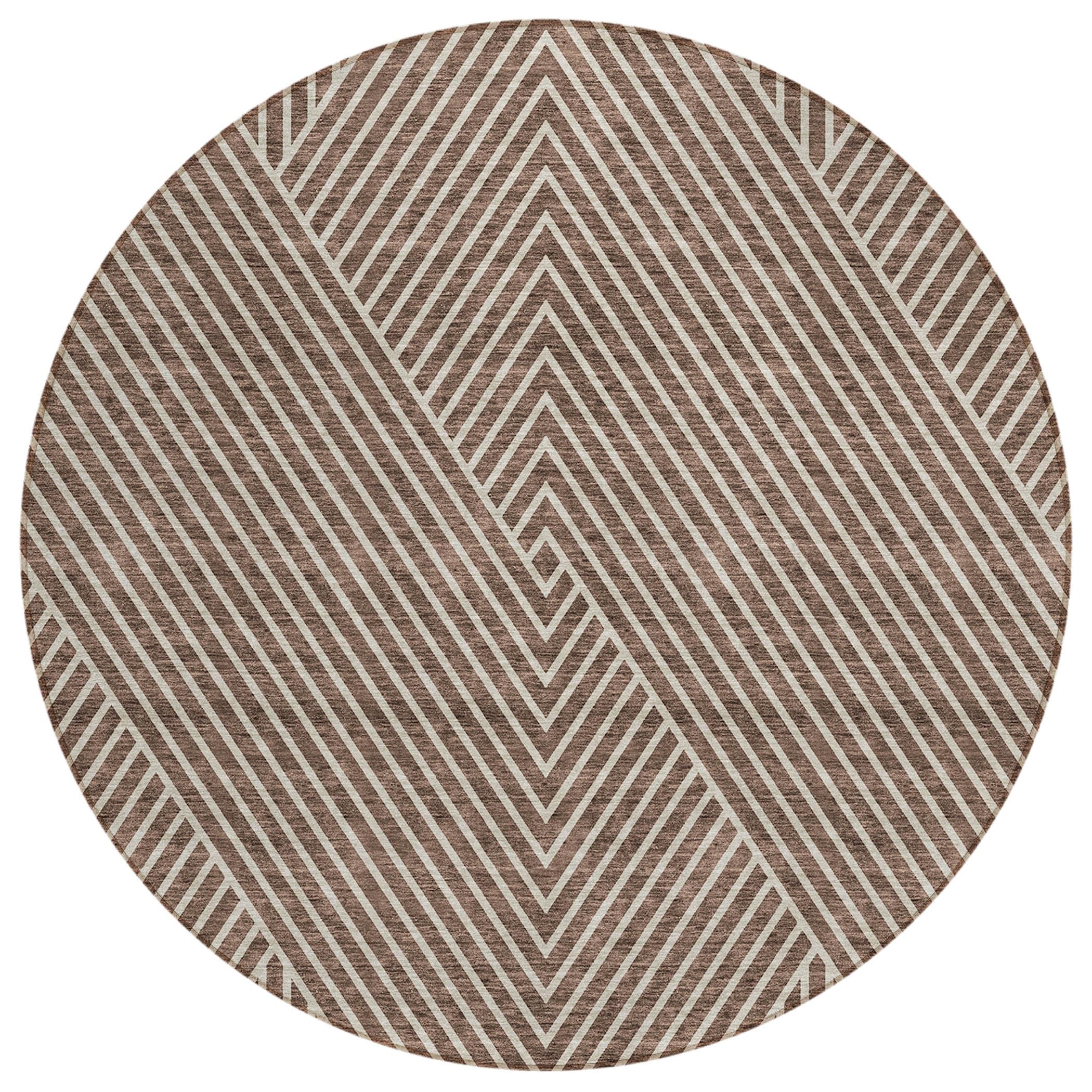 Machine Washable Indoor/ Outdoor Modern Geo Chantille Rug