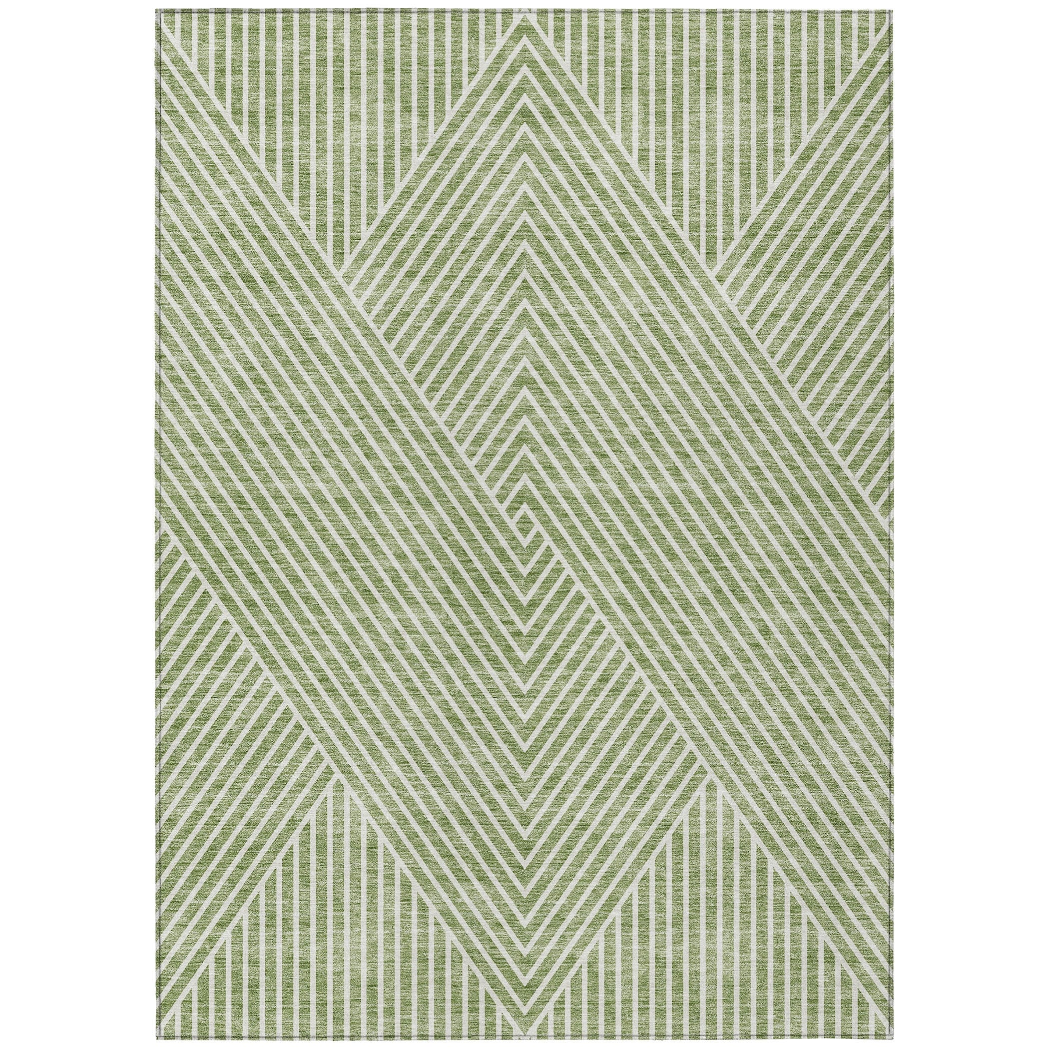 Machine Washable Indoor/ Outdoor Modern Geo Chantille Rug