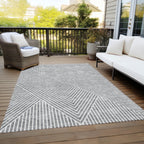 Machine Washable Indoor/ Outdoor Modern Geo Chantille Rug
