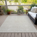 Machine Washable Indoor/ Outdoor Modern Geo Chantille Rug