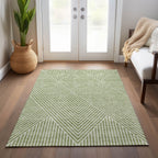 Machine Washable Indoor/ Outdoor Modern Geo Chantille Rug