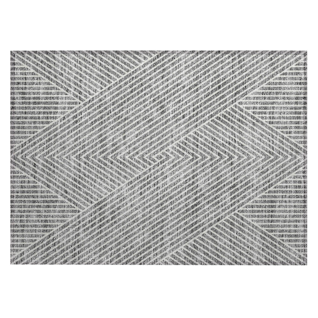 Machine Washable Indoor/ Outdoor Modern Geo Chantille Rug