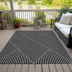 Machine Washable Indoor/ Outdoor Modern Geo Chantille Rug