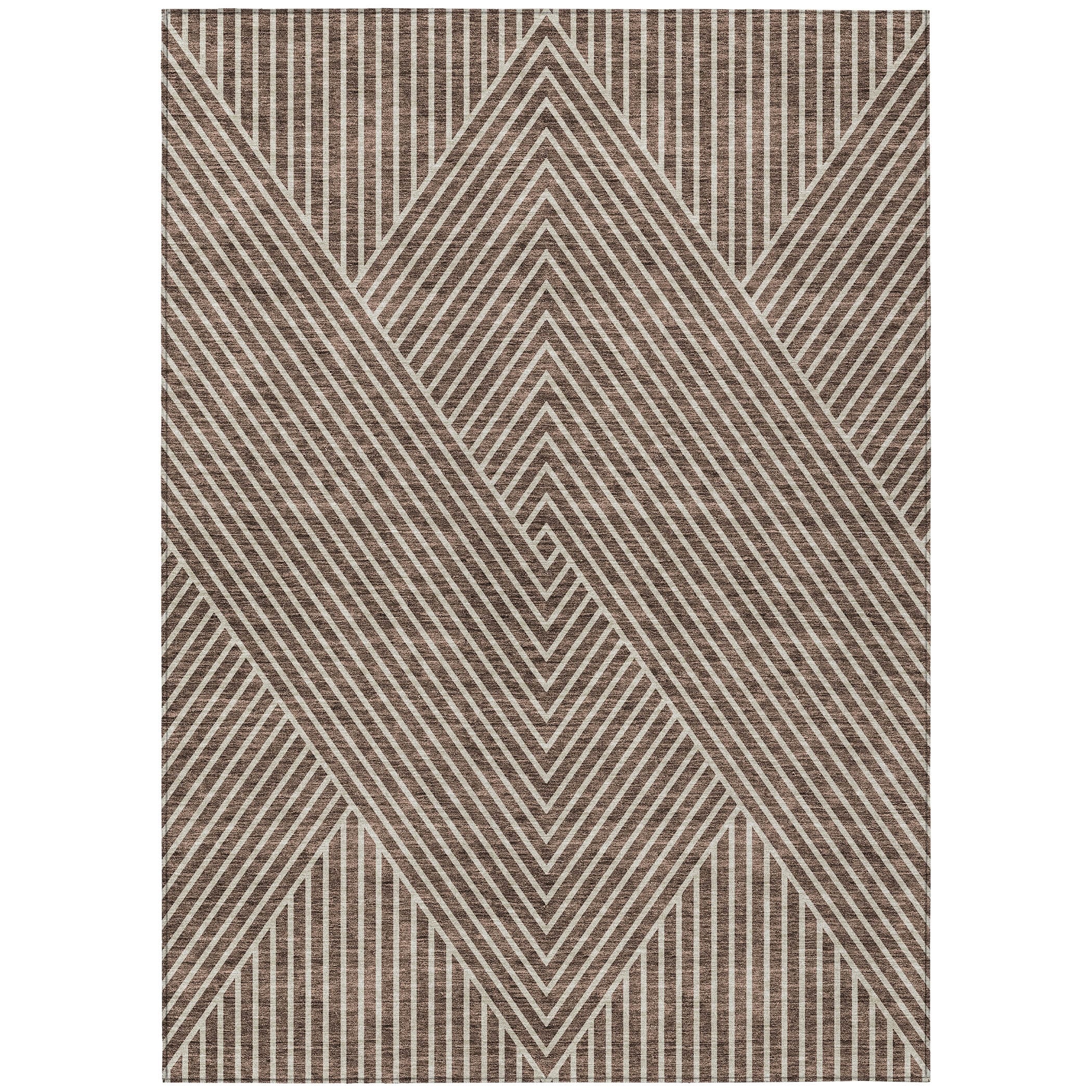 Machine Washable Indoor/ Outdoor Modern Geo Chantille Rug