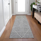 Machine Washable Indoor/ Outdoor Modern Geo Chantille Rug