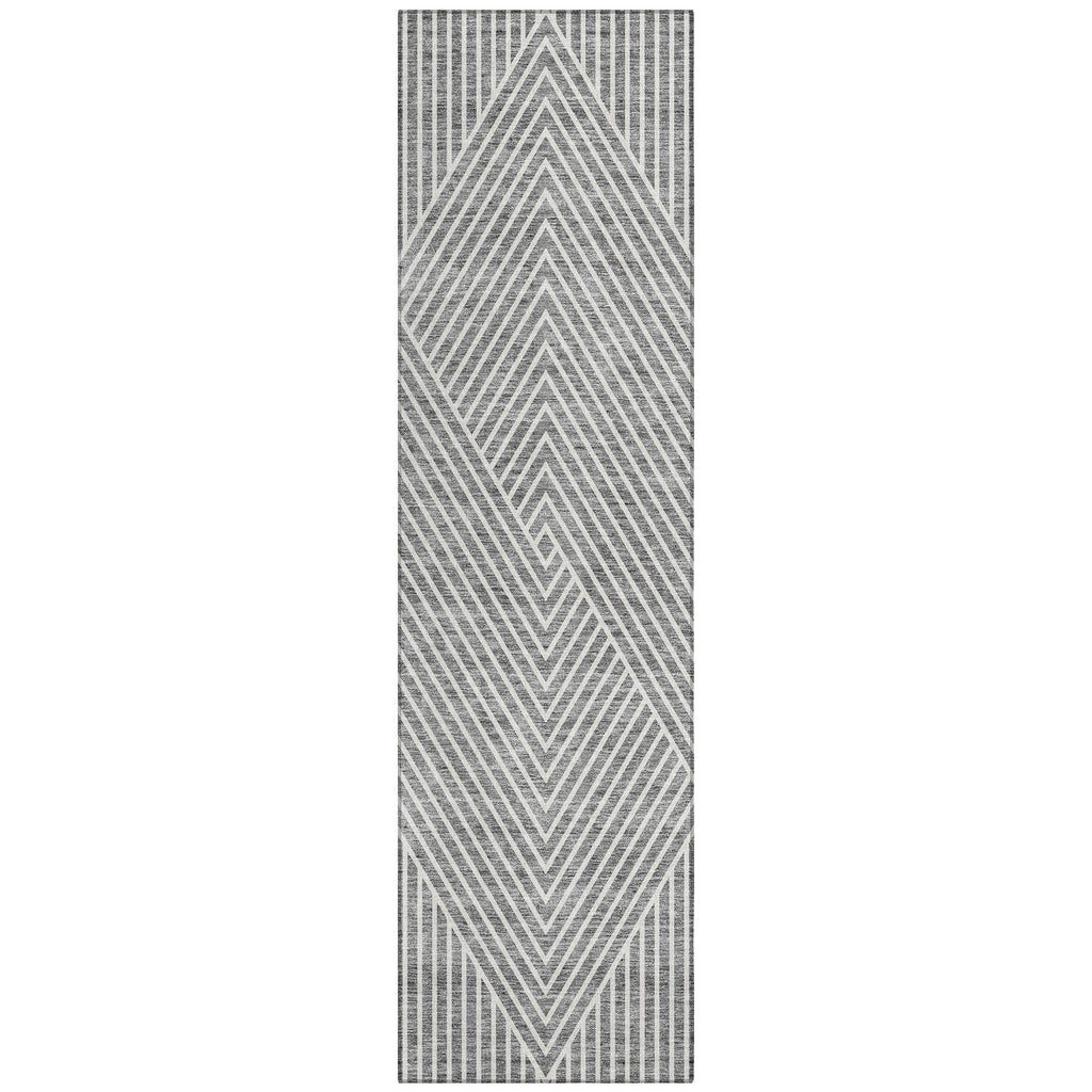 Machine Washable Indoor/ Outdoor Modern Geo Chantille Rug