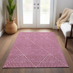 Machine Washable Indoor/ Outdoor Modern Geo Chantille Rug
