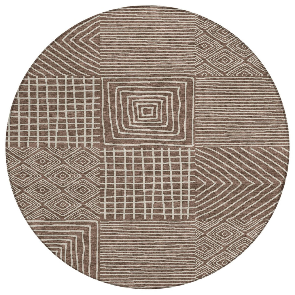 Machine Washable Indoor/ Outdoor Modern Mosaic Chantille Rug