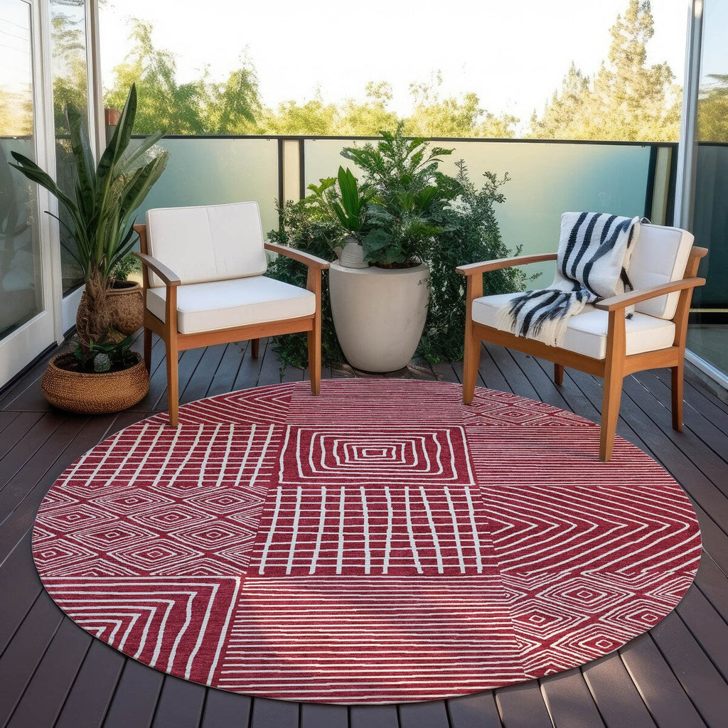 Machine Washable Indoor/ Outdoor Modern Mosaic Chantille Rug