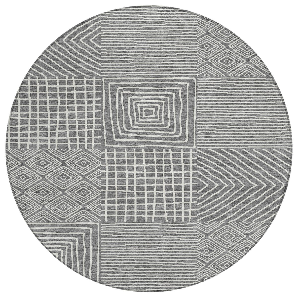Machine Washable Indoor/ Outdoor Modern Mosaic Chantille Rug