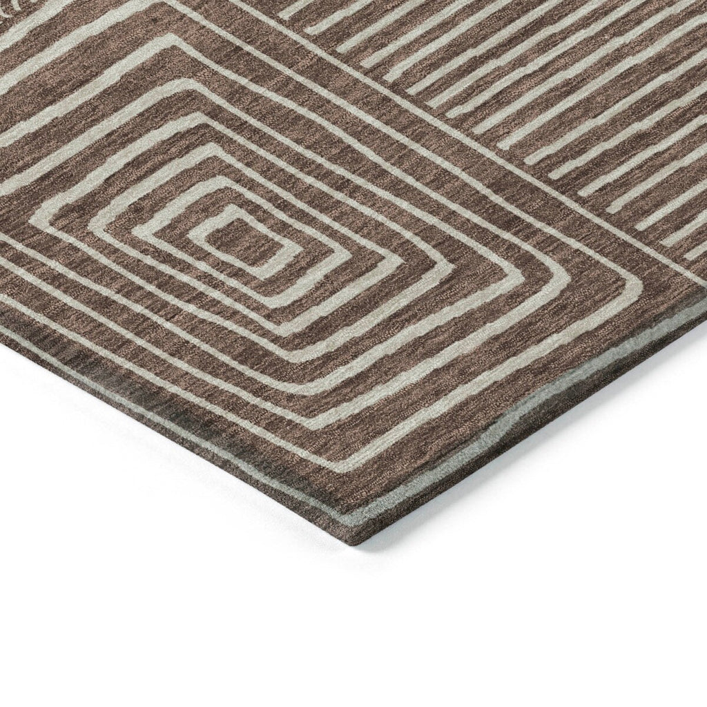 Machine Washable Indoor/ Outdoor Modern Mosaic Chantille Rug