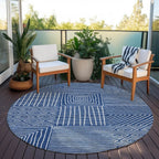 Machine Washable Indoor/ Outdoor Modern Mosaic Chantille Rug