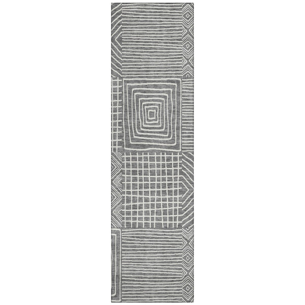 Machine Washable Indoor/ Outdoor Modern Mosaic Chantille Rug