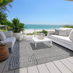 Machine Washable Indoor/ Outdoor Modern Mosaic Chantille Rug
