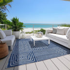 Machine Washable Indoor/ Outdoor Modern Mosaic Chantille Rug
