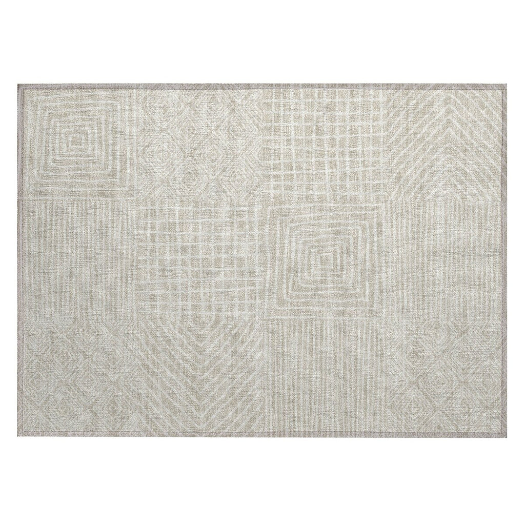 Machine Washable Indoor/ Outdoor Modern Mosaic Chantille Rug