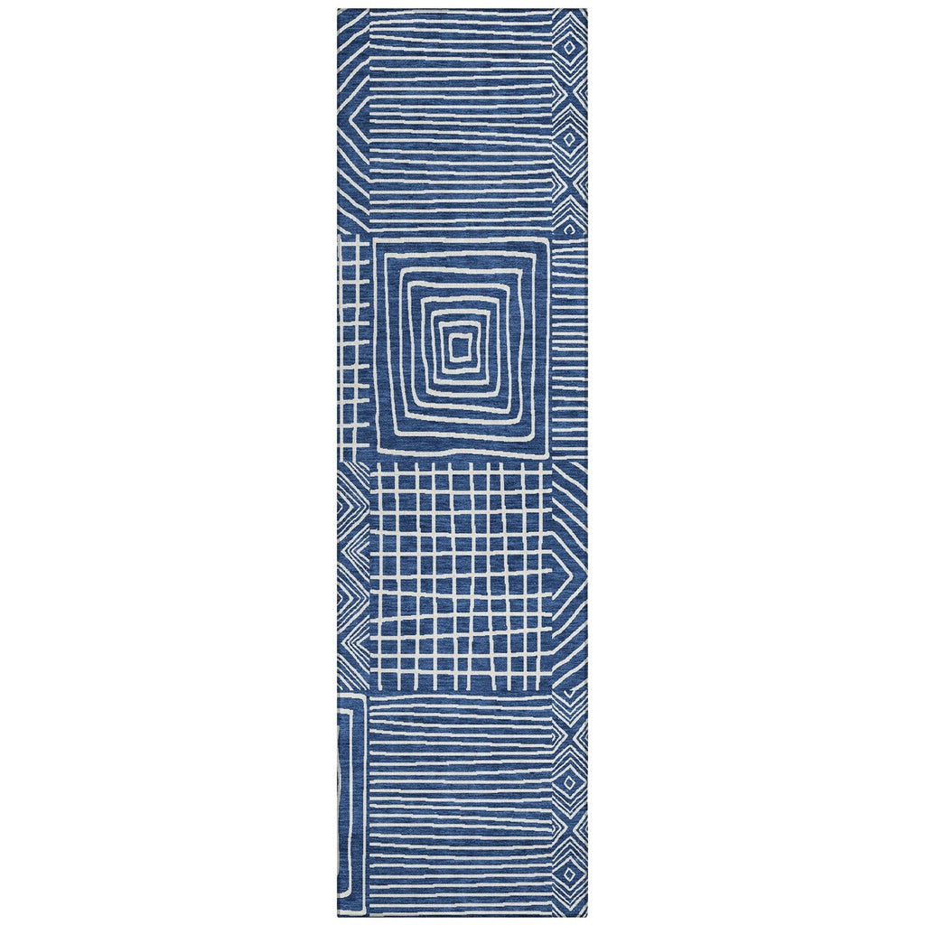 Machine Washable Indoor/ Outdoor Modern Mosaic Chantille Rug