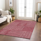 Machine Washable Indoor/ Outdoor Modern Mosaic Chantille Rug