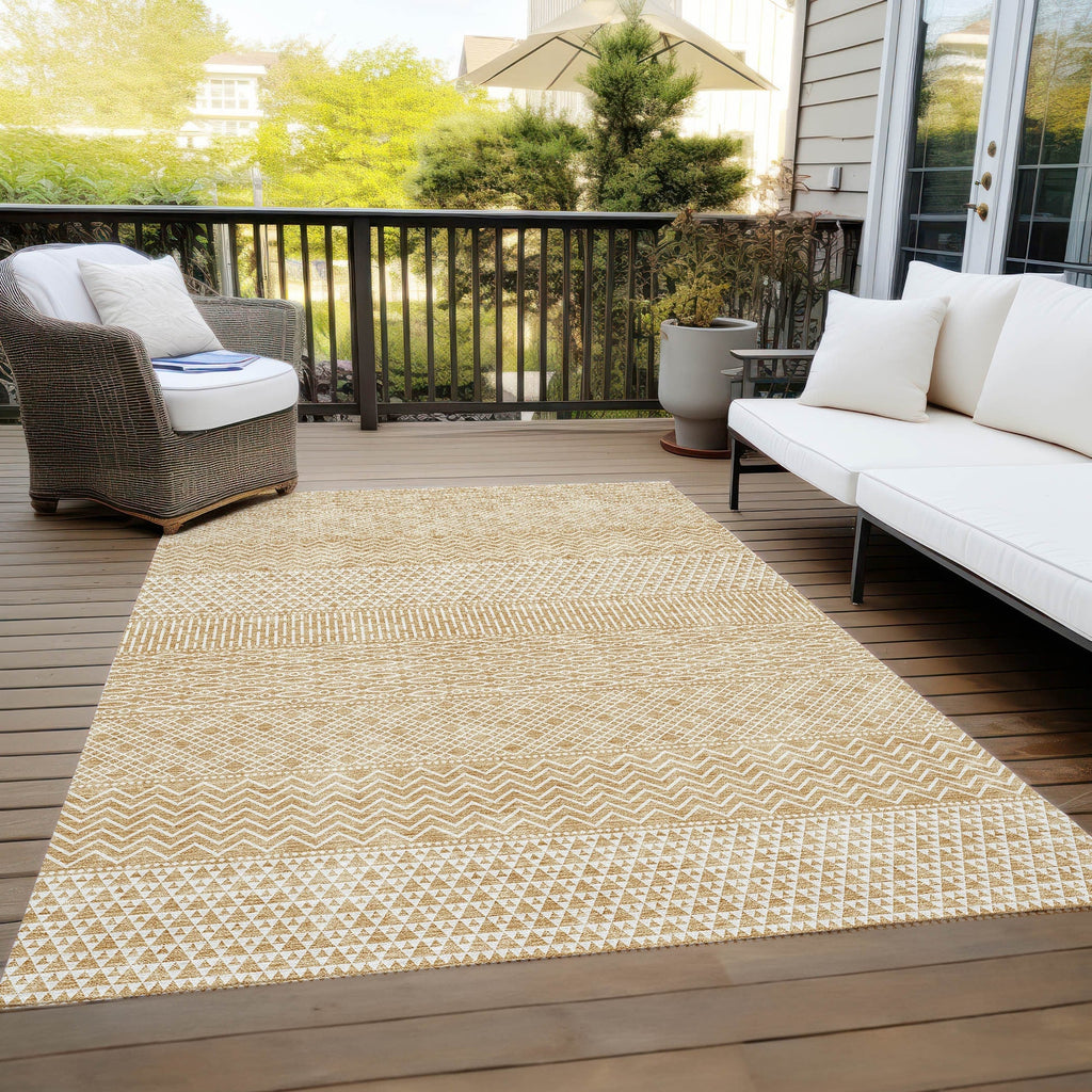 Machine Washable Indoor/ Outdoor Modern Stripes Chantille Rug
