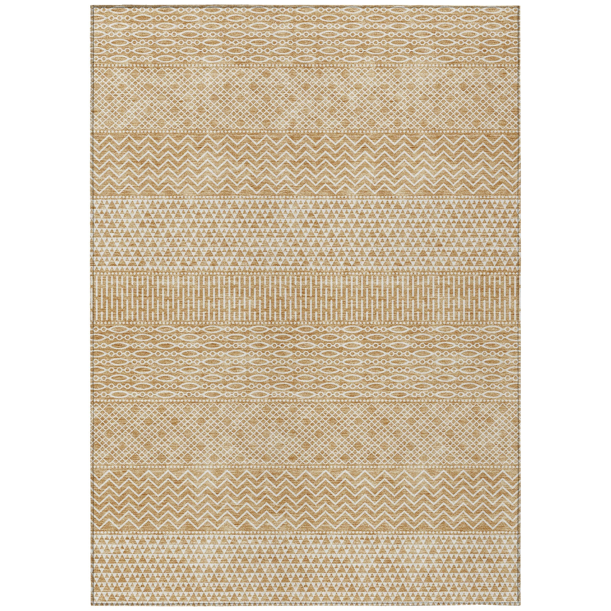 Machine Washable Indoor/ Outdoor Modern Stripes Chantille Rug