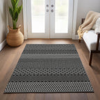 Machine Washable Indoor/ Outdoor Modern Stripes Chantille Rug