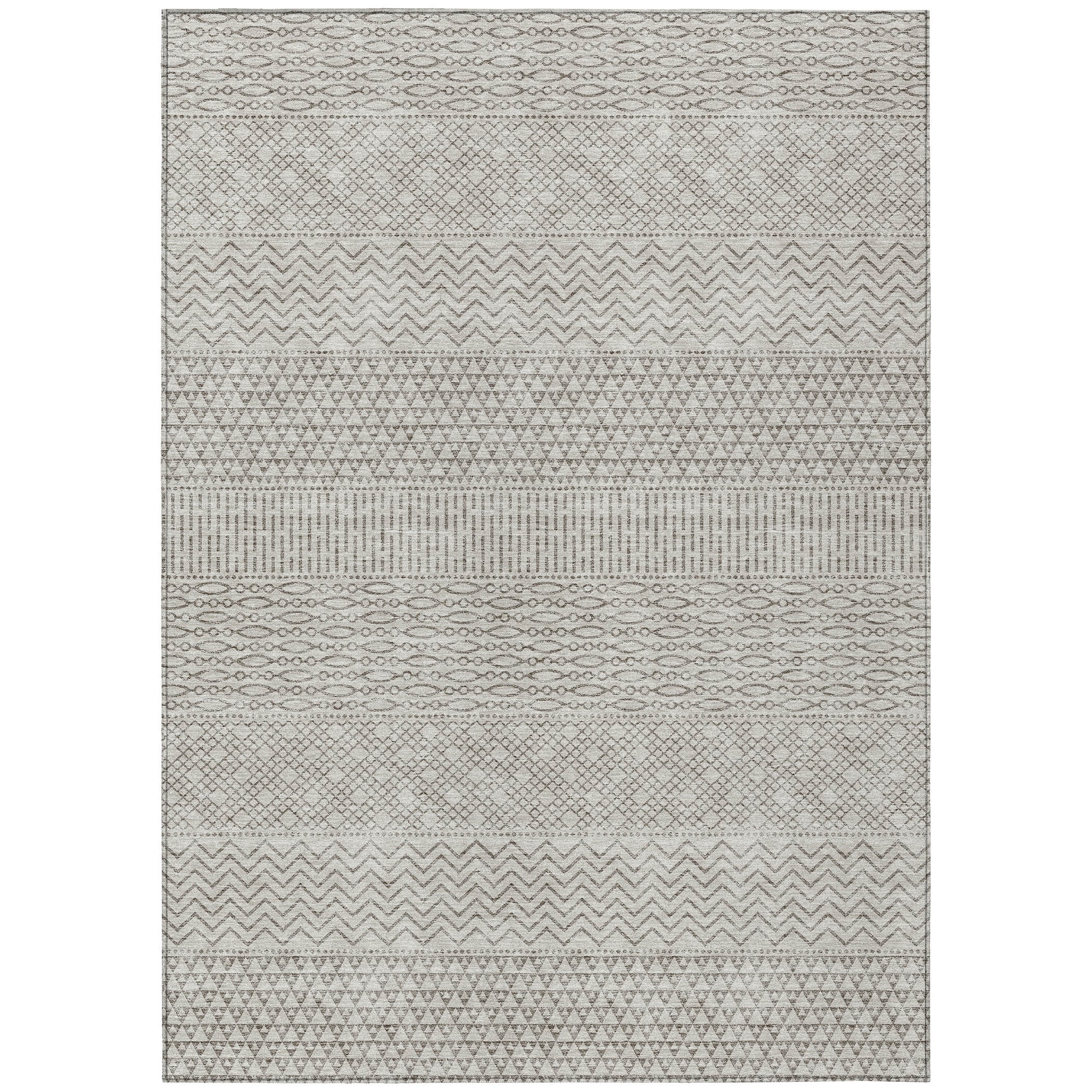 Machine Washable Indoor/ Outdoor Modern Stripes Chantille Rug