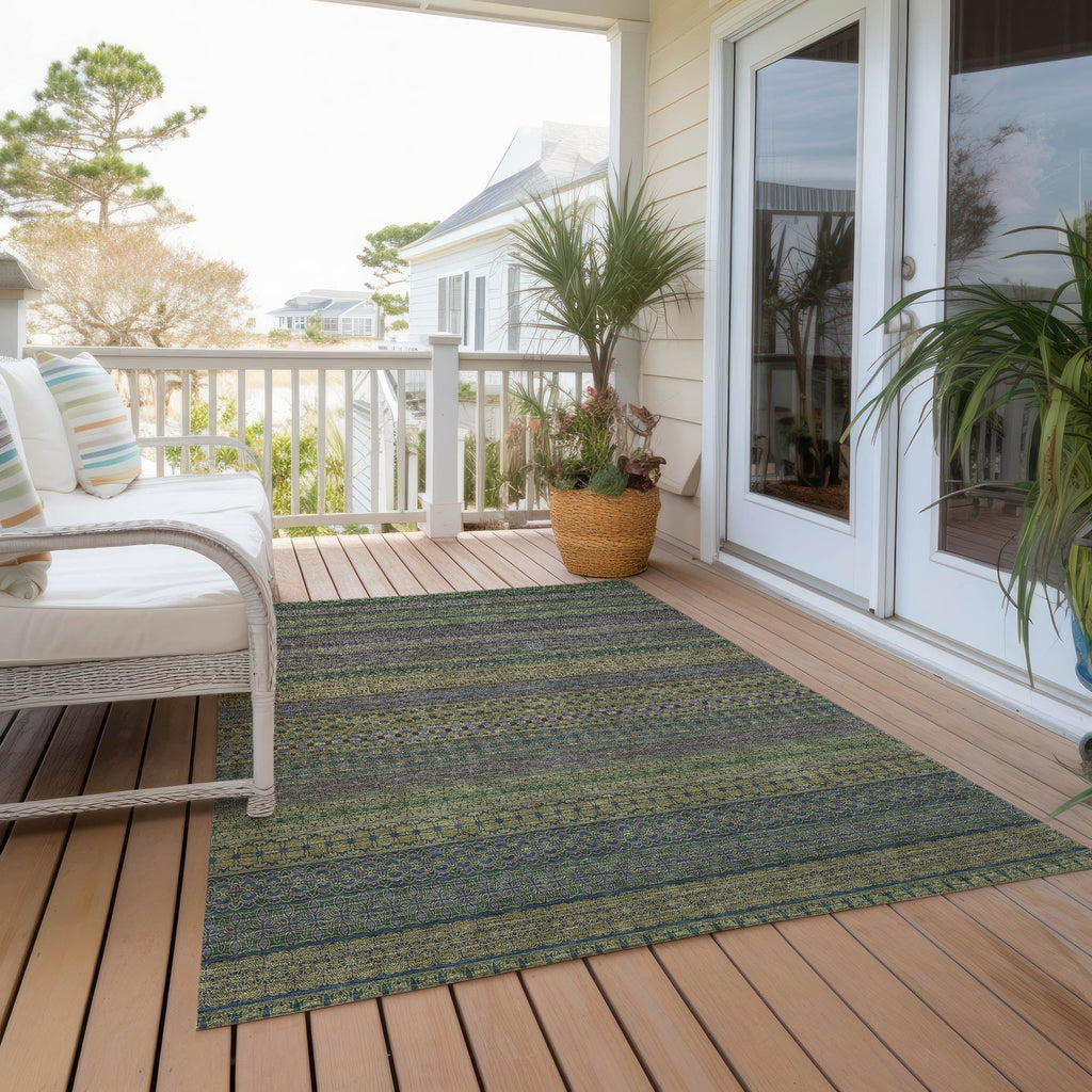 Machine Washable Indoor/ Outdoor Moroccan Stripes Chantille Rug